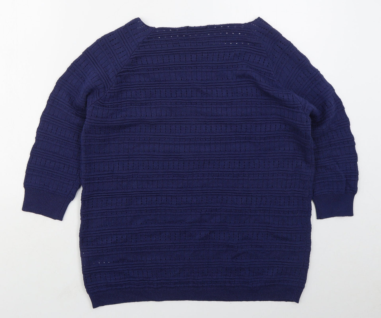 Mia Moda Womens Blue Square Neck  Acrylic Pullover Jumper Size L