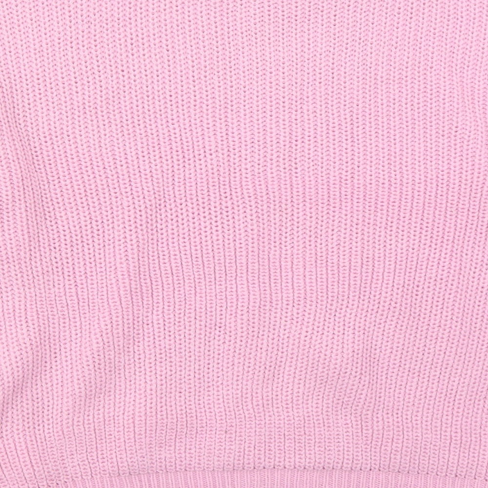 Boohoo Womens Pink High Neck  Acrylic Pullover Jumper Size 14