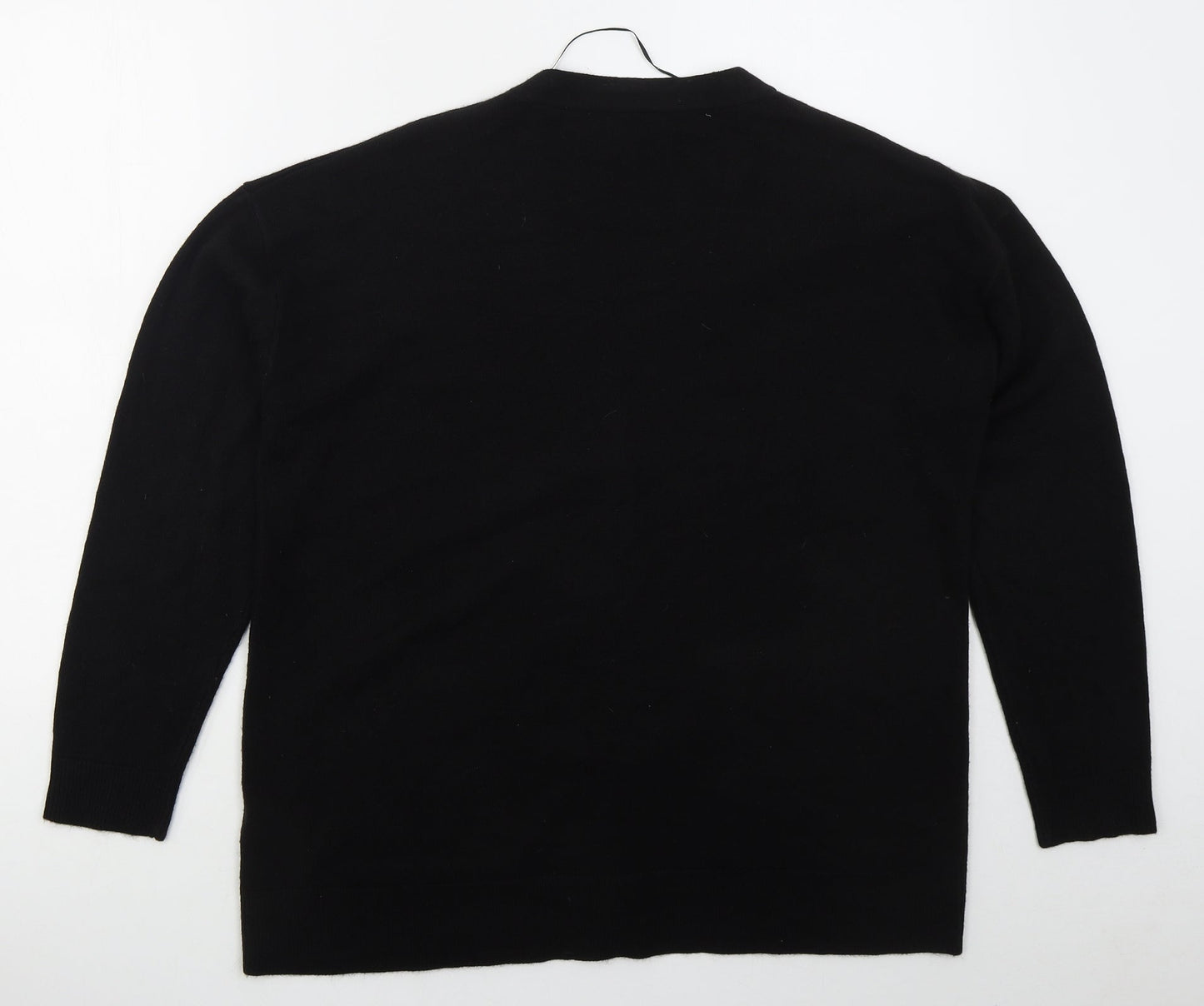Matalan Womens Black V-Neck  Acrylic Cardigan Jumper Size L