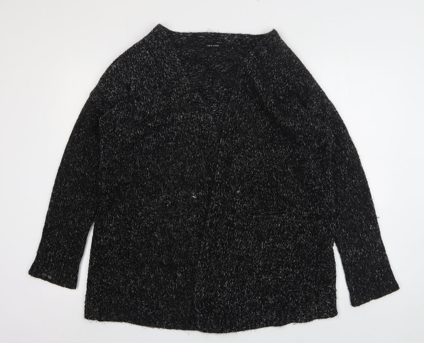 New Look Womens Grey V-Neck  Acrylic Cardigan Jumper Size S