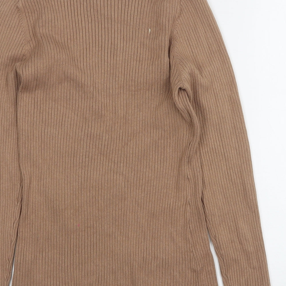 H&M Womens Beige High Neck  Viscose Pullover Jumper Size L