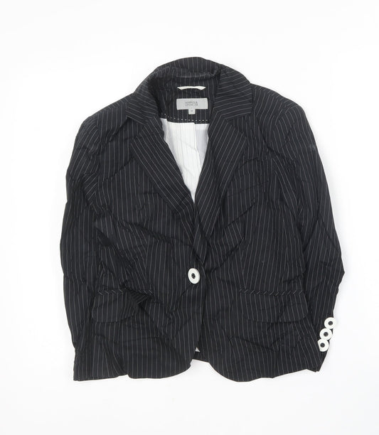Marks and Spencer Womens Black Striped  Jacket Blazer Size 10