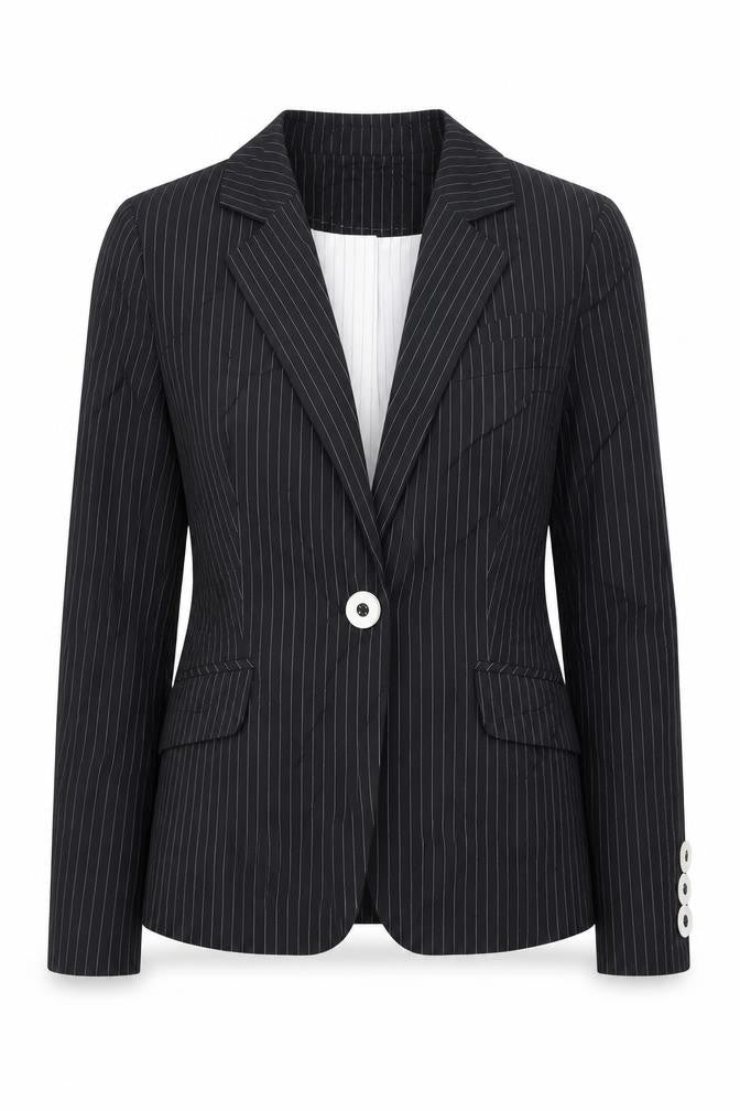 Marks & Spencer Womens Black Striped  Jacket Blazer Size 10