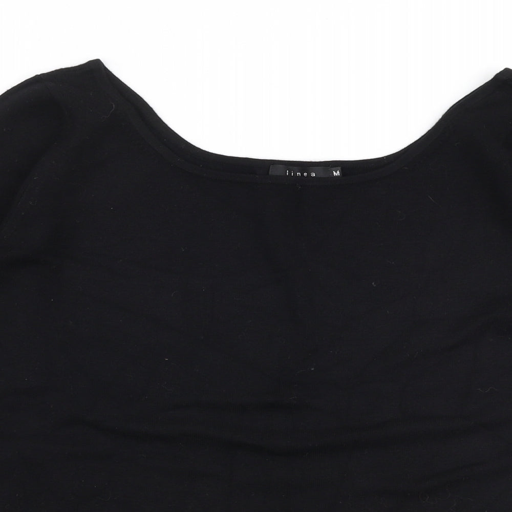 Linea Womens Black Boat Neck  Viscose Pullover Jumper Size M