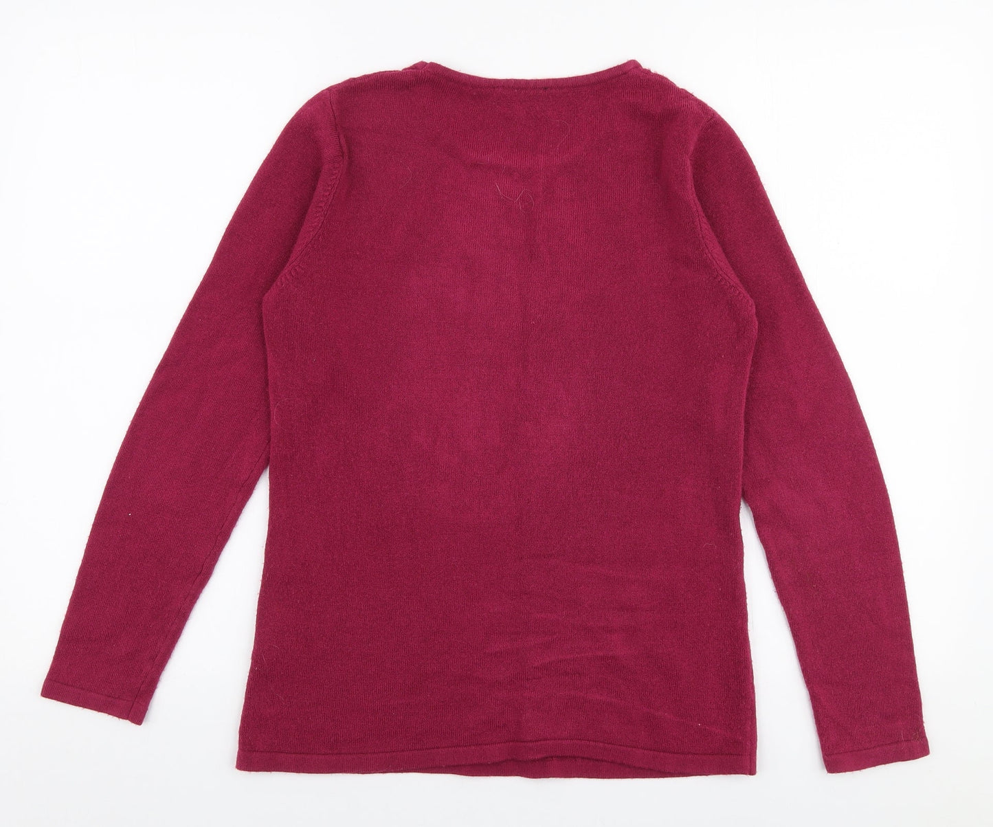 Anna Rose Womens Pink Round Neck  Acrylic Pullover Jumper Size M