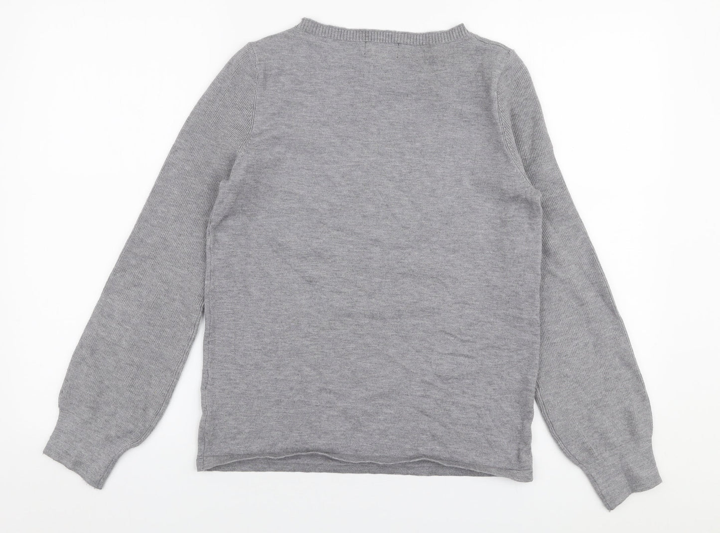 Klass Womens Grey Round Neck  Viscose Pullover Jumper Size S