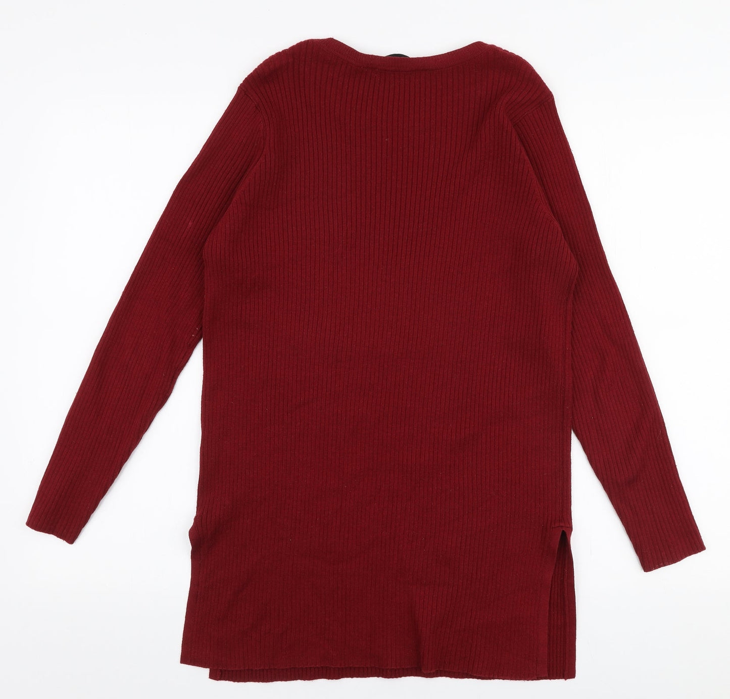 Dorothy Perkins Womens Red Round Neck  Cotton Pullover Jumper Size 12