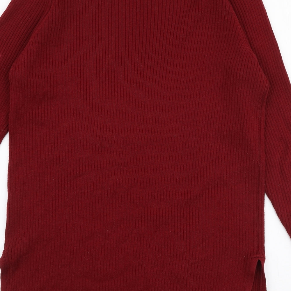 Dorothy Perkins Womens Red Round Neck  Cotton Pullover Jumper Size 12
