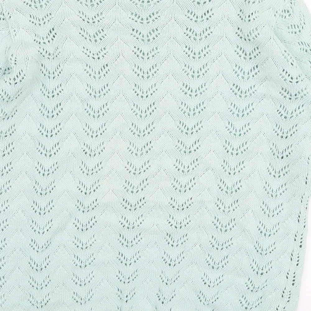 Mia Moda Womens Green Round Neck  Cotton Pullover Jumper Size S