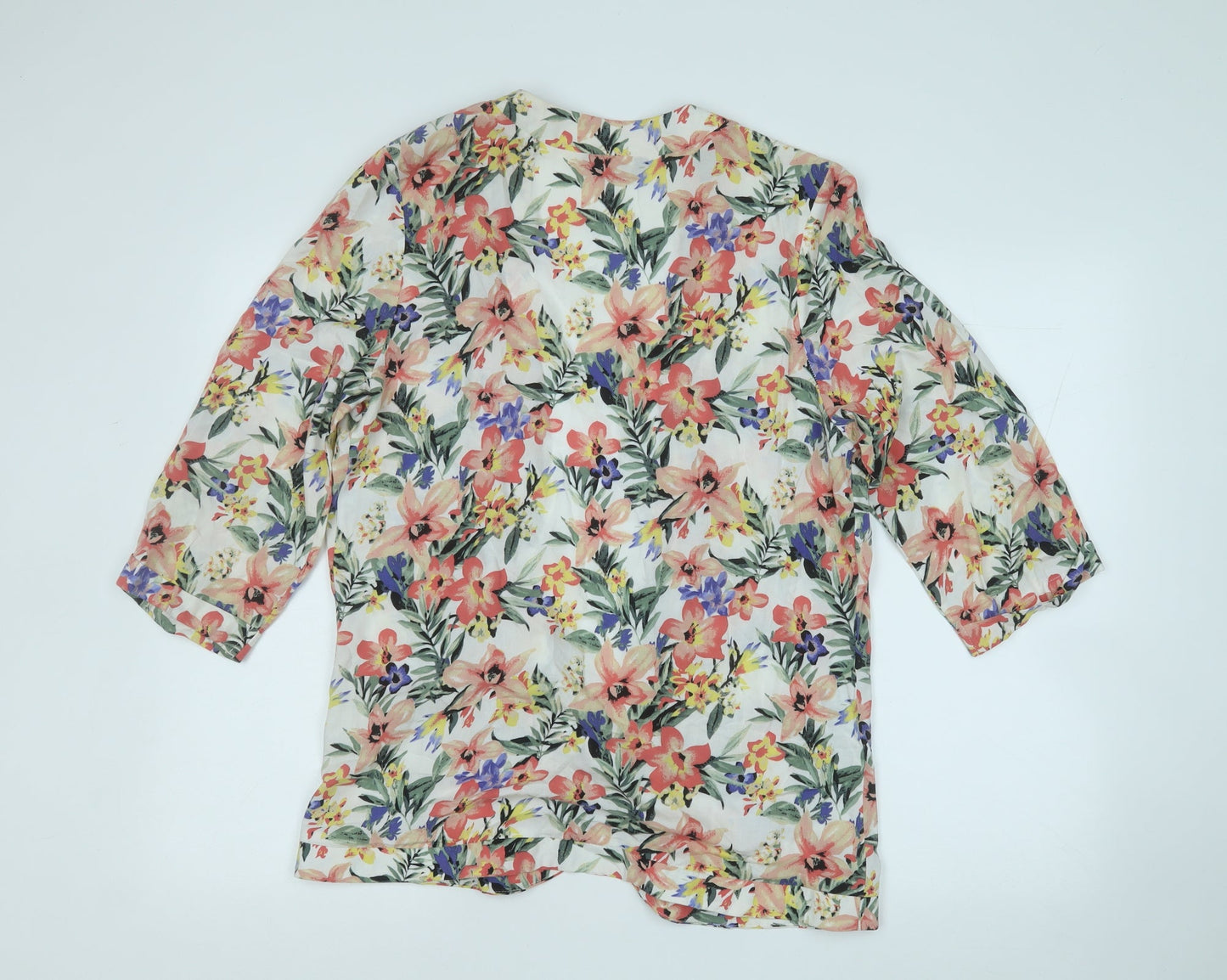 Select Womens Multicoloured Round Neck Floral Viscose Cardigan Jumper Size 14