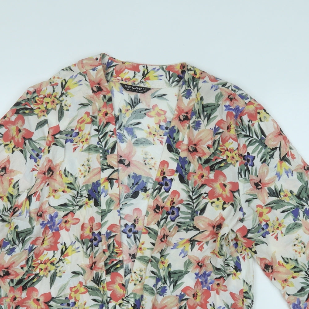 Select Womens Multicoloured Round Neck Floral Viscose Cardigan Jumper Size 14