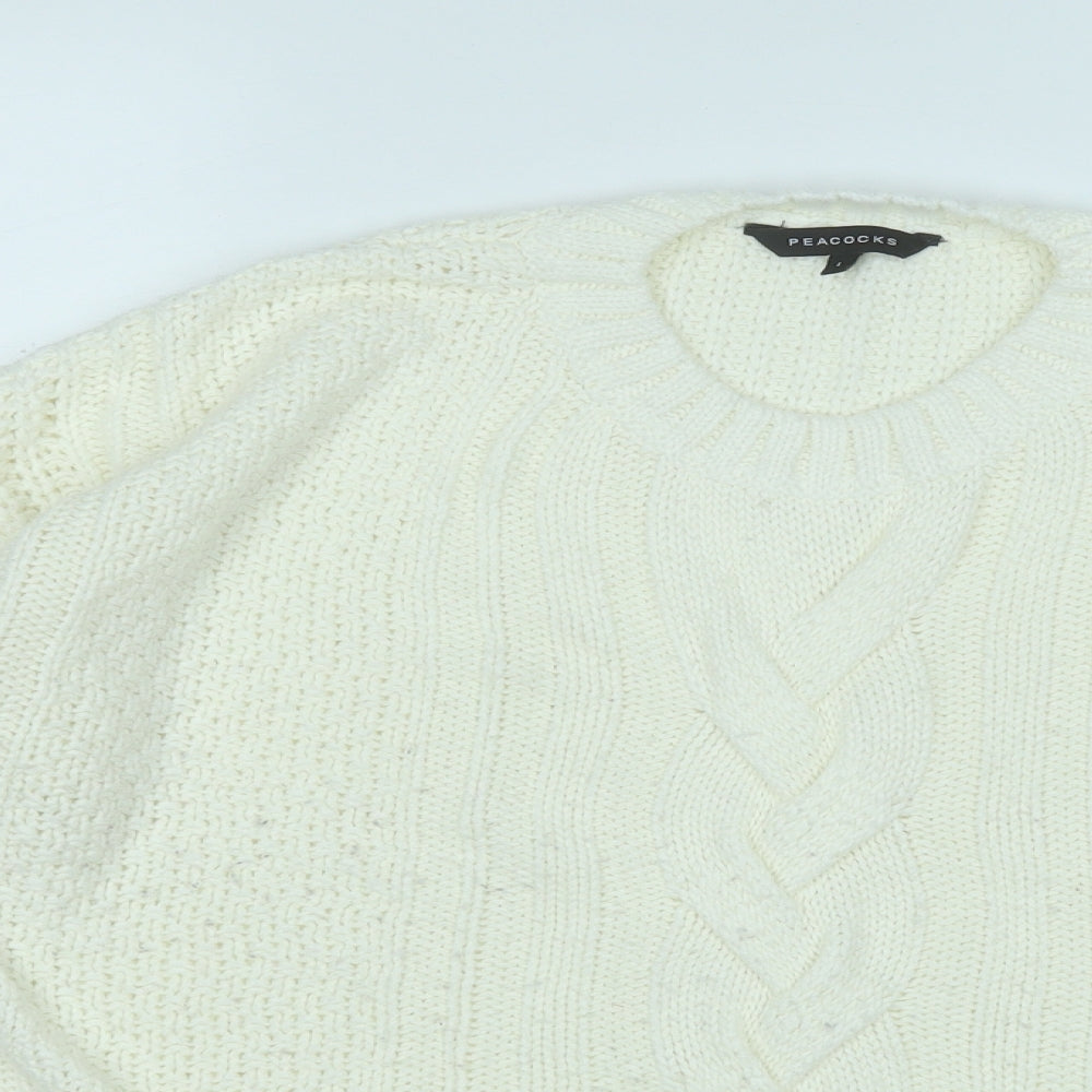Peacocks Womens Yellow Round Neck  Acrylic Pullover Jumper Size L