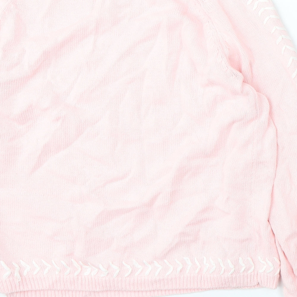Metric Womens Pink Round Neck  Cotton Pullover Jumper Size S