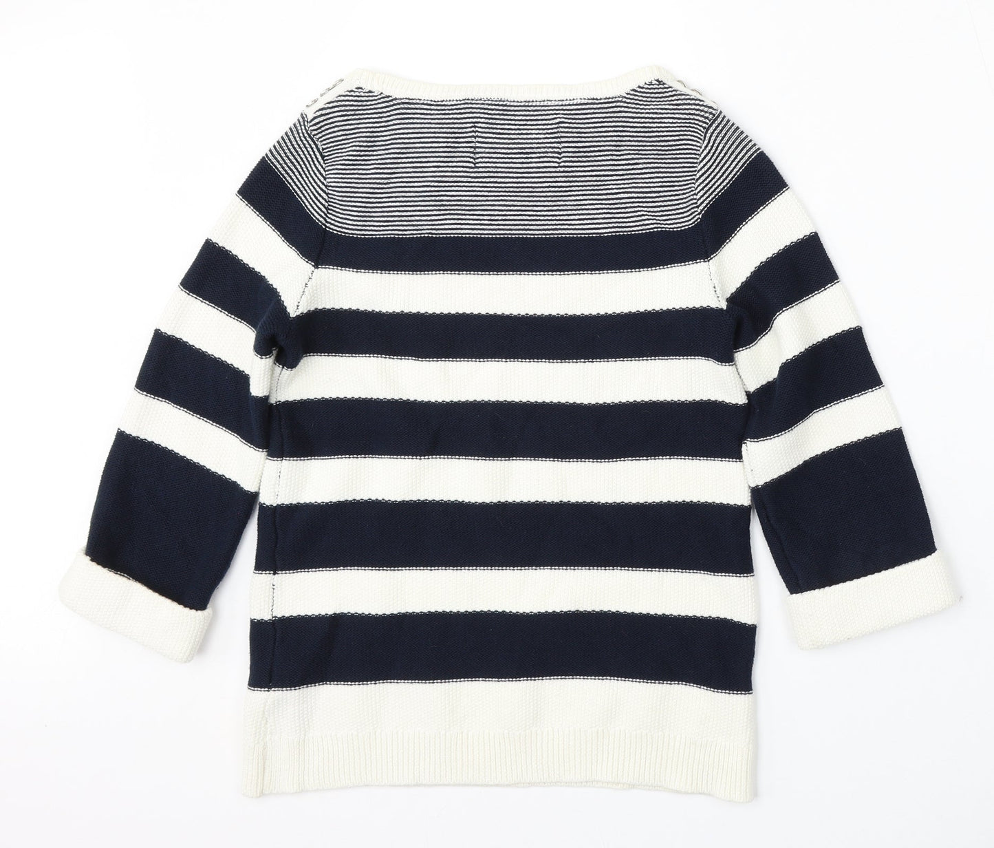 Debenhams Womens Multicoloured Round Neck Striped Cotton Pullover Jumper Size 10