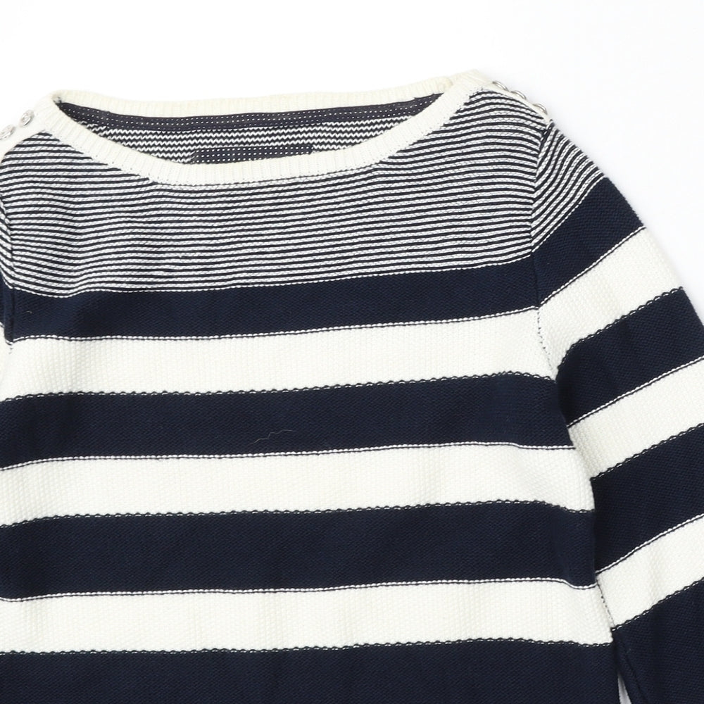 Debenhams Womens Multicoloured Round Neck Striped Cotton Pullover Jumper Size 10