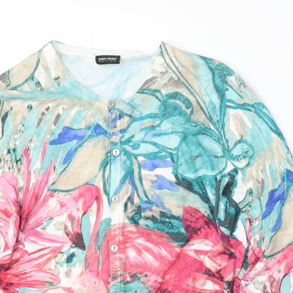 Gerry Weber Womens Multicoloured Round Neck Floral Polyester Cardigan Jumper Size M