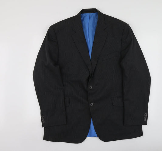 F&F Mens Grey Striped Polyester Jacket Suit Jacket Size 46