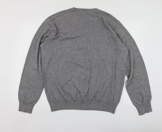 REDGREEN Mens Grey V-Neck  Acrylic Pullover Jumper Size XL