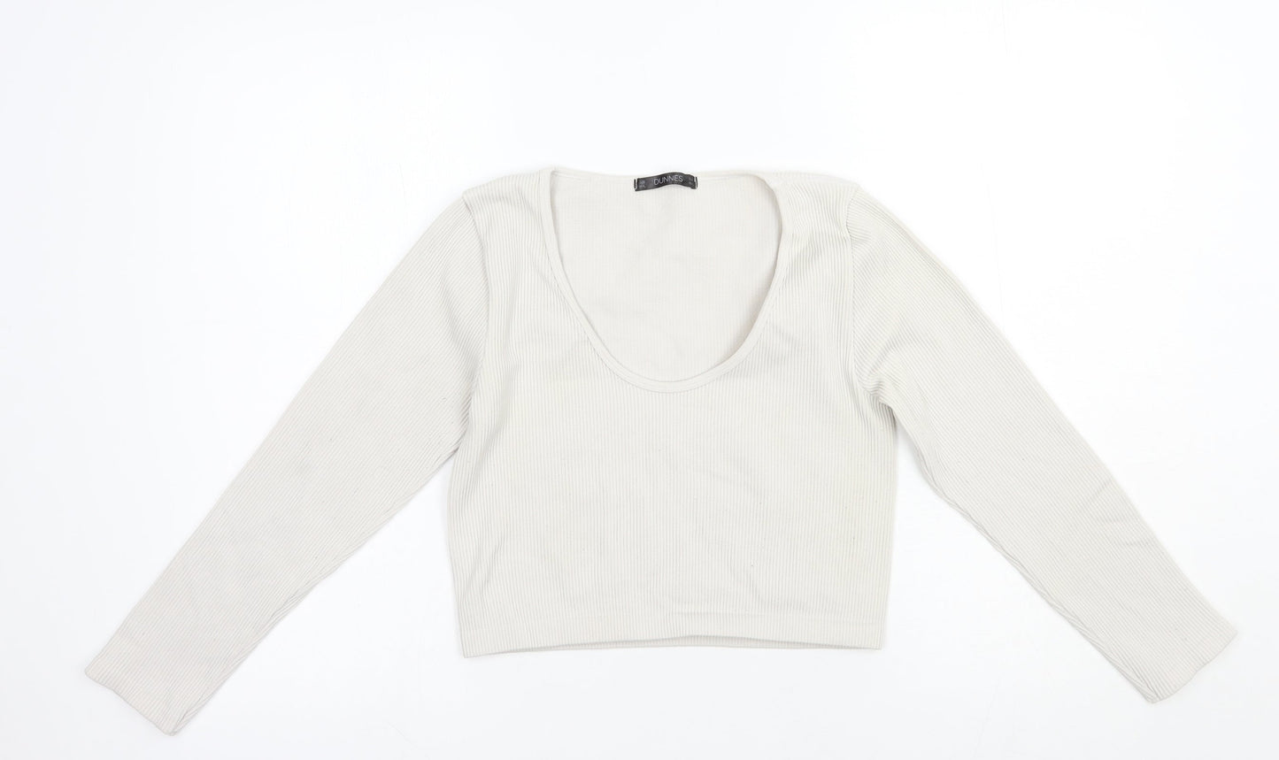 Dunnes Stores Womens Grey  Polyamide Cropped T-Shirt Size M Scoop Neck Pullover