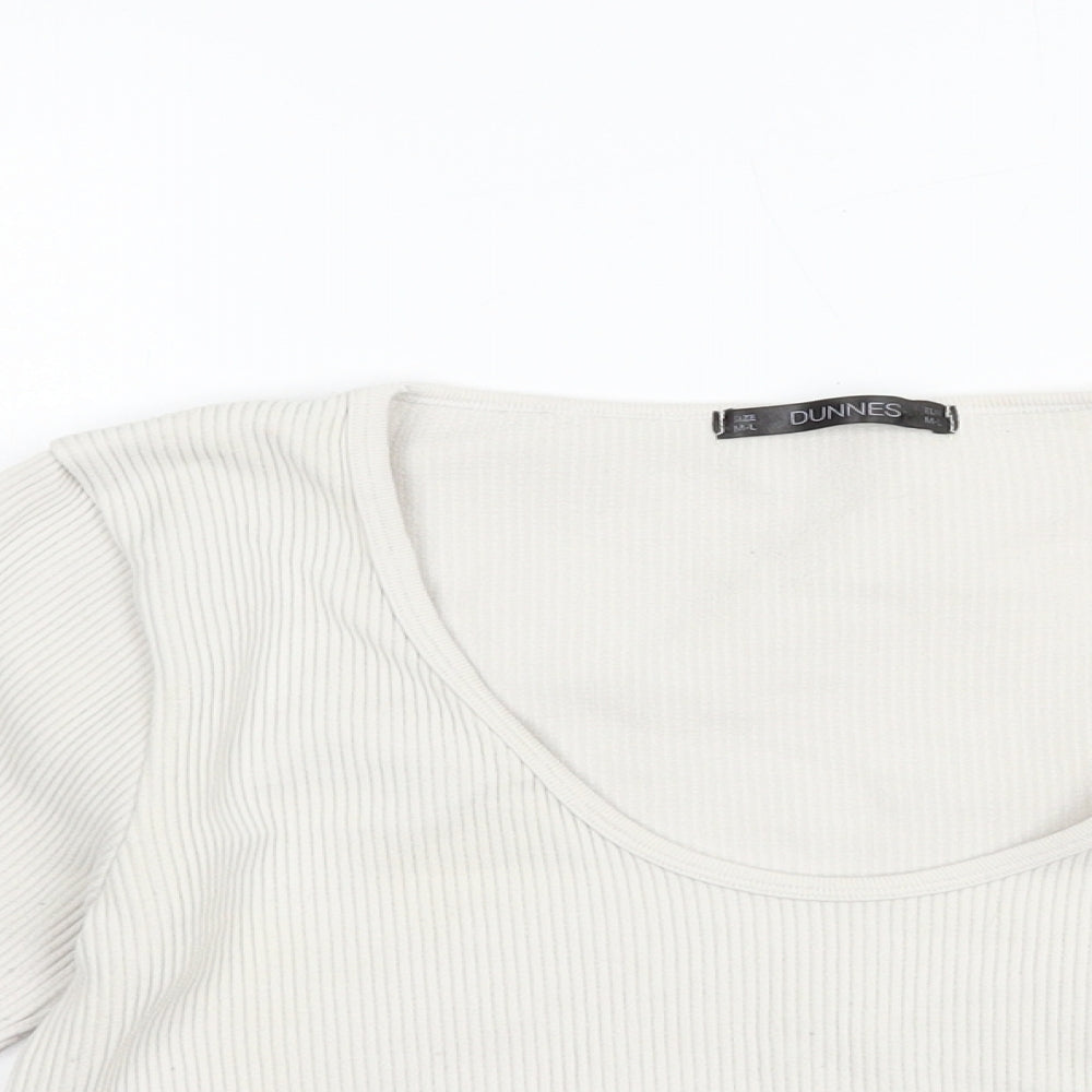 Dunnes Stores Womens Grey  Polyamide Cropped T-Shirt Size M Scoop Neck Pullover