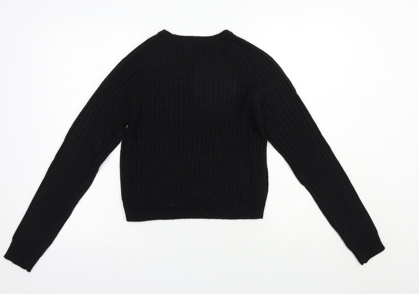 Select Womens Black Scoop Neck  Acrylic Pullover Jumper Size 10