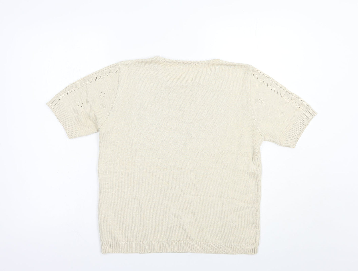Berkertex Womens Beige Crew Neck  Cotton Pullover Jumper Size 10