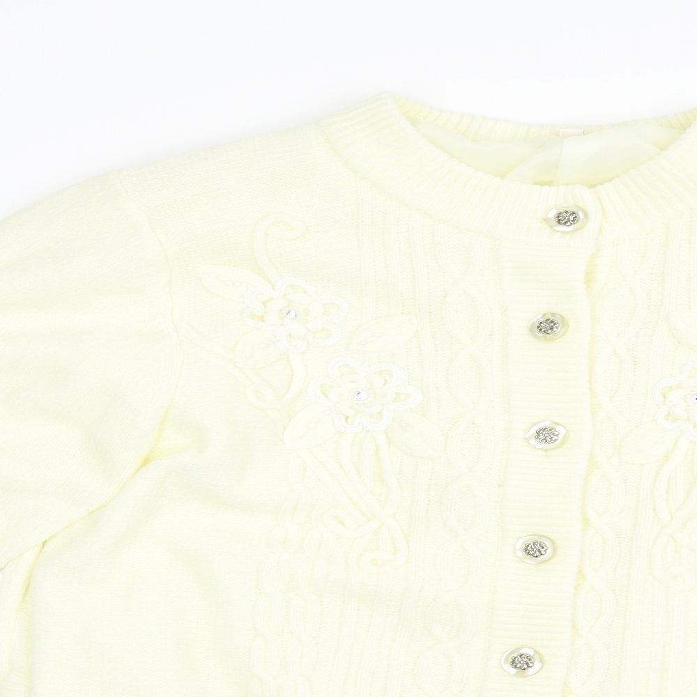 Reflect Womens Ivory Round Neck  Acrylic Cardigan Jumper Size M