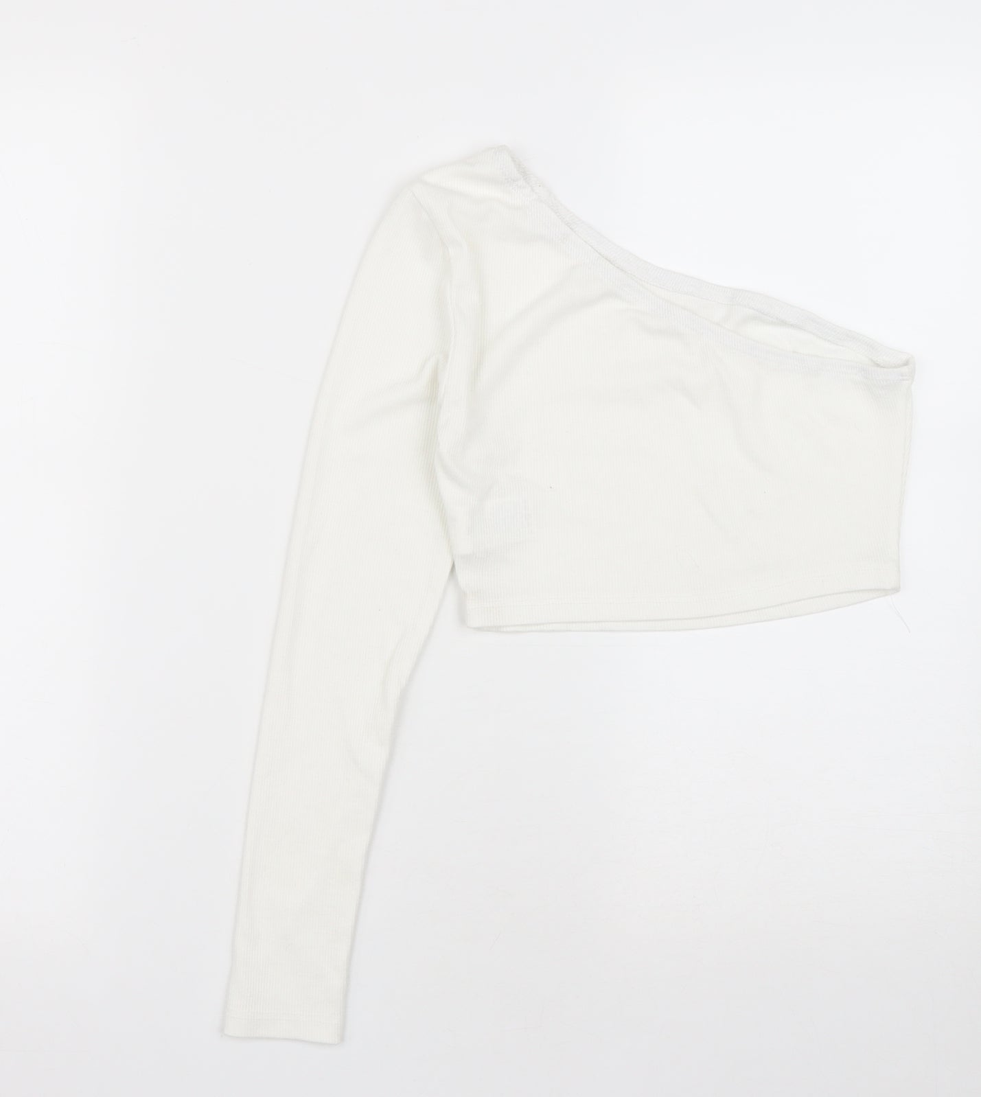 SheIn Girls White  Polyester Cropped Casual Size 12-13 Years One Shoulder