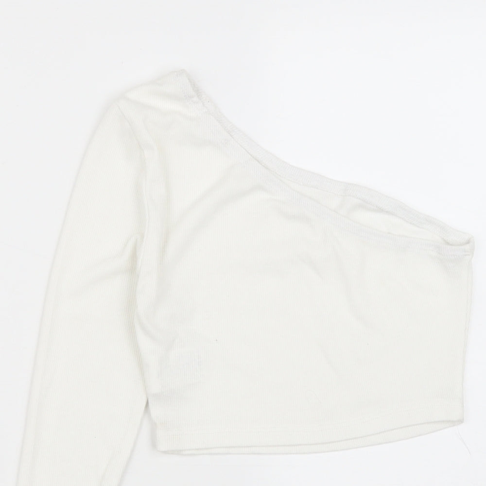 SheIn Girls White  Polyester Cropped Casual Size 12-13 Years One Shoulder