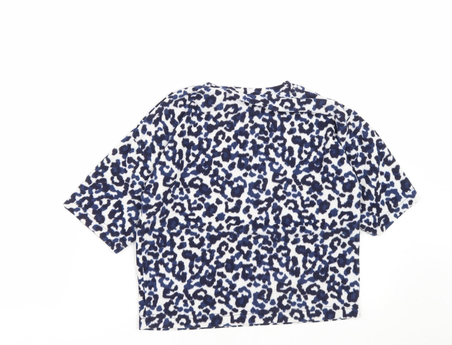 Matalan Girls Blue Geometric Polyester Cropped Casual Size 10 Years Round Neck