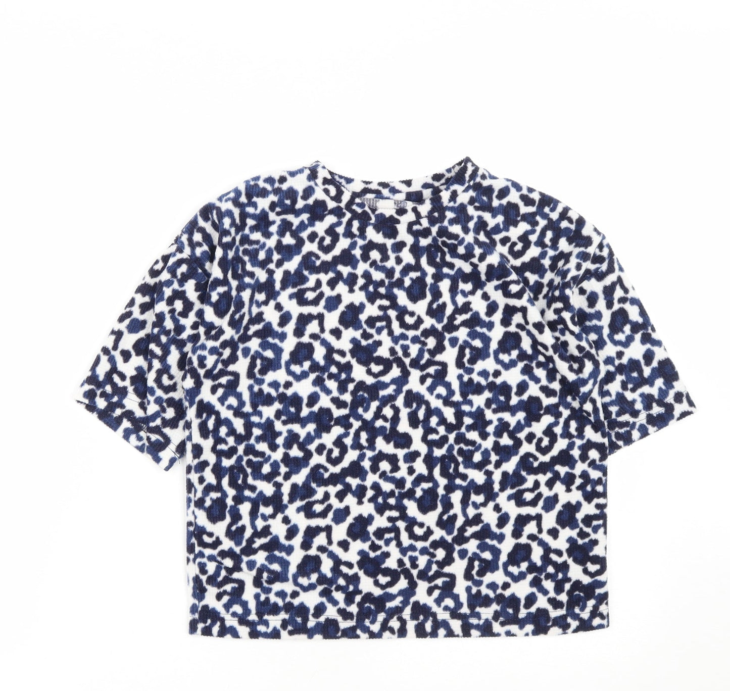 Matalan Girls Blue Geometric Polyester Cropped Casual Size 10 Years Round Neck
