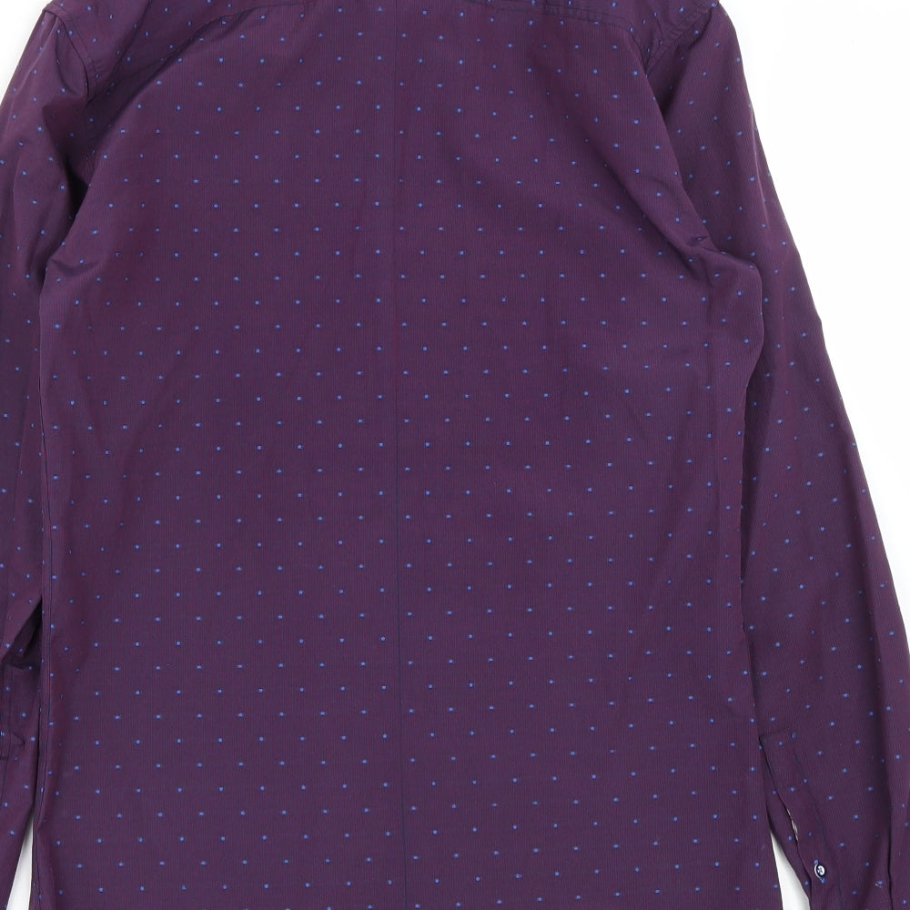 Bewley&Ritch Mens Purple Polka Dot Cotton  Button-Up Size S Collared Button