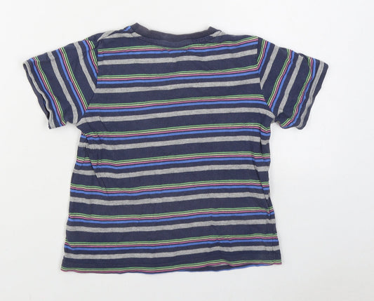 Cherokee Boys Multicoloured Striped 100% Cotton Basic T-Shirt Size 5-6 Years Round Neck Pullover