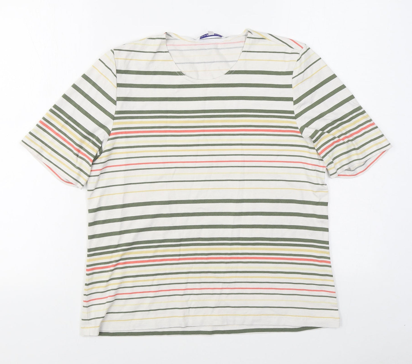 Gray & Osbourn Womens Multicoloured Striped Viscose Basic T-Shirt Size 12 Scoop Neck