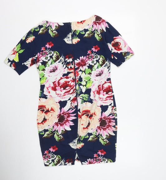 AX Paris Womens Multicoloured Floral Cotton Bodycon  Size 12  Round Neck