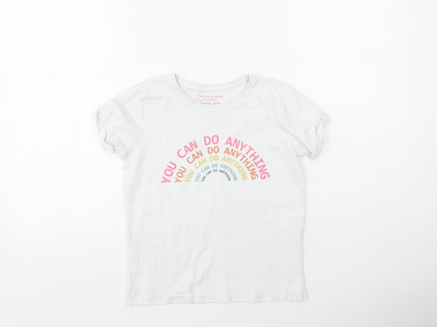 Primark Girls Multicoloured  Cotton Basic Casual Size 9-10 Years Round Neck