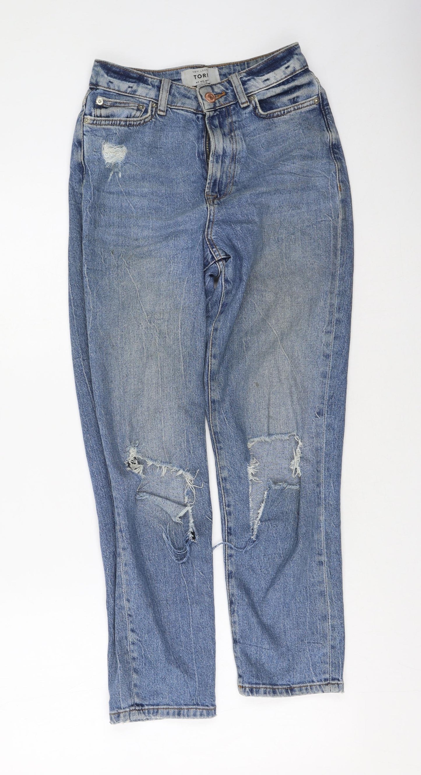 New Look Womens Blue  Cotton Mom Jeans Size 6 L27 in Regular