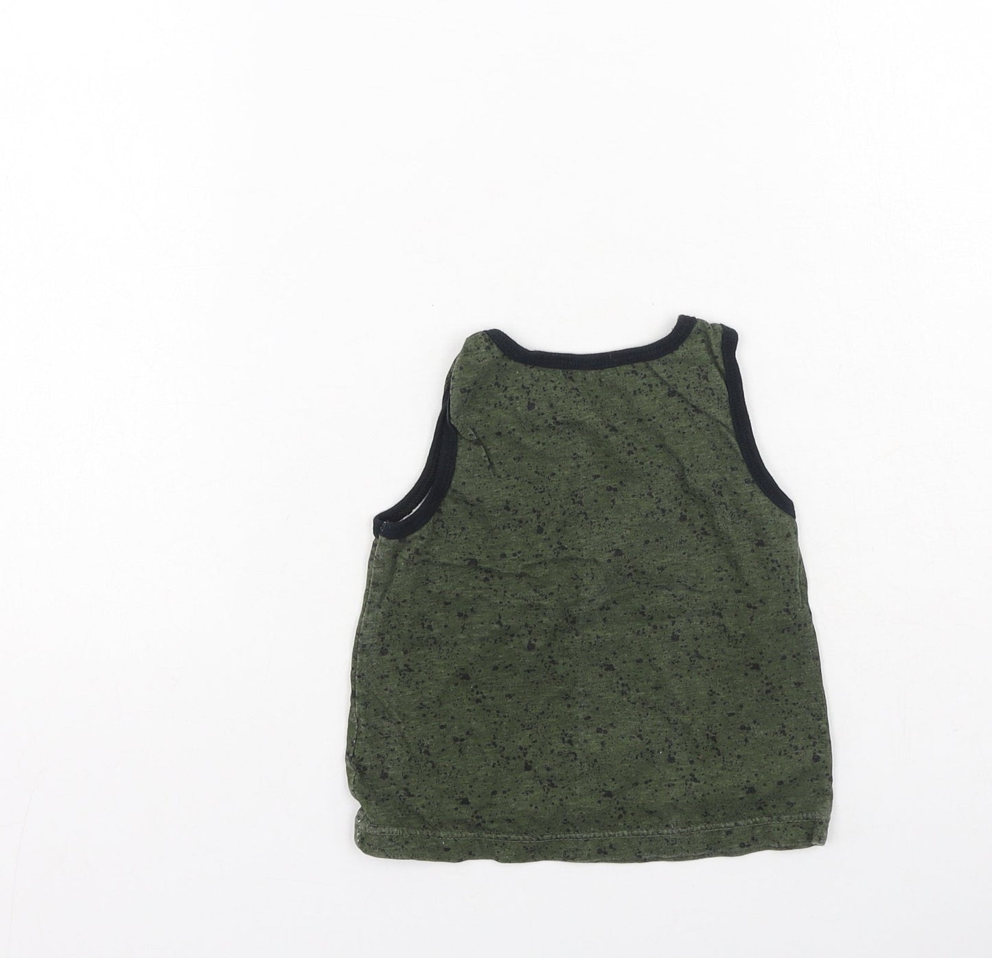 Primark Boys Green  Cotton Basic Tank Size 3-4 Years Round Neck