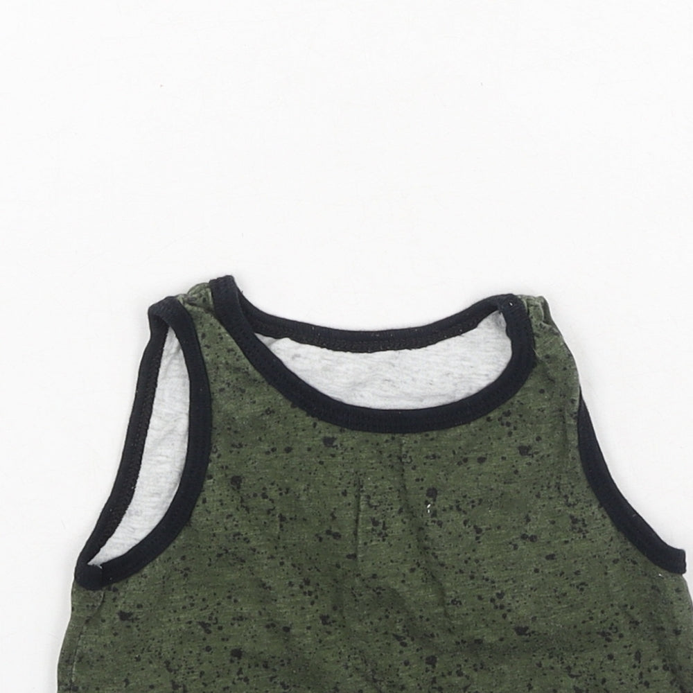 Primark Boys Green  Cotton Basic Tank Size 3-4 Years Round Neck