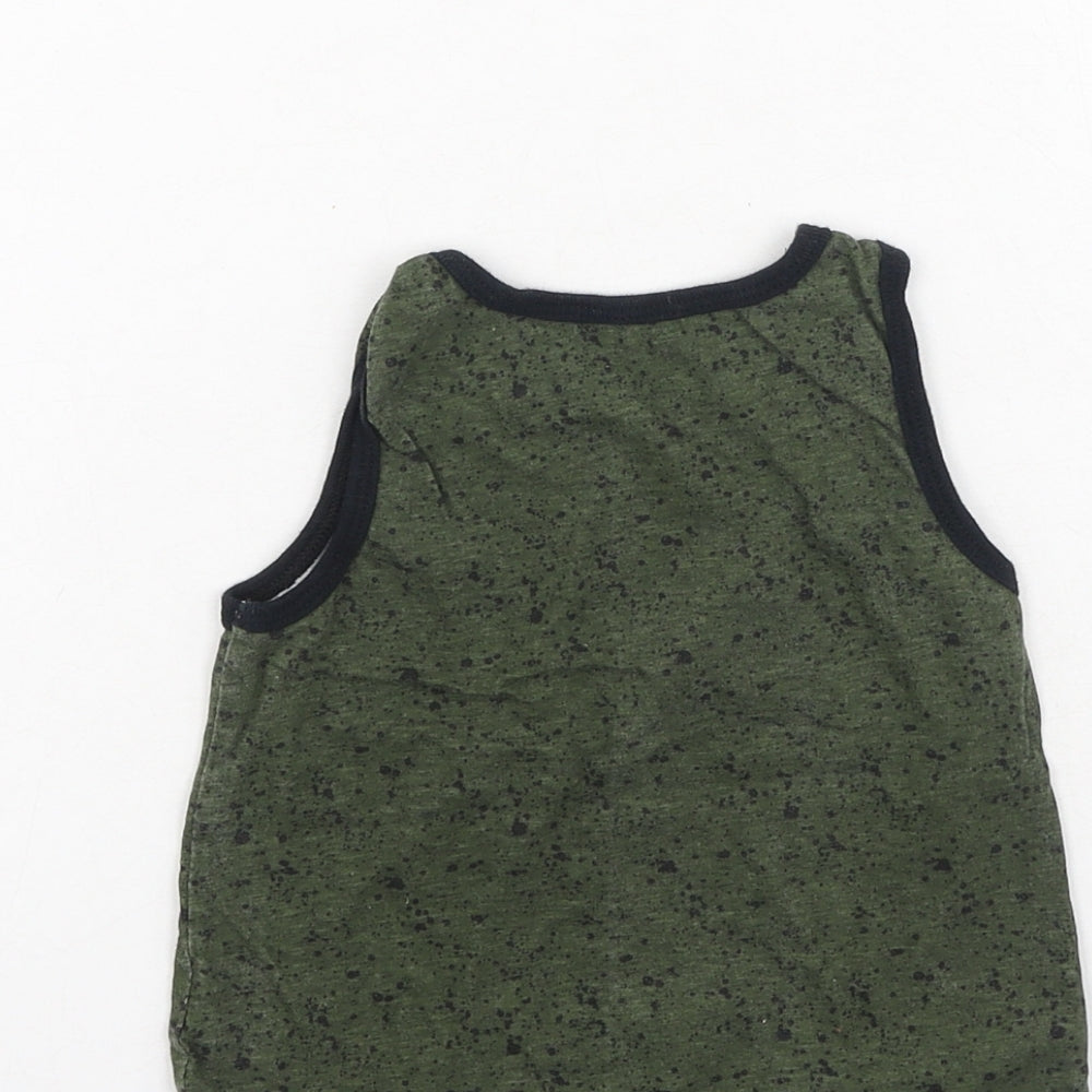 Primark Boys Green  Cotton Basic Tank Size 3-4 Years Round Neck