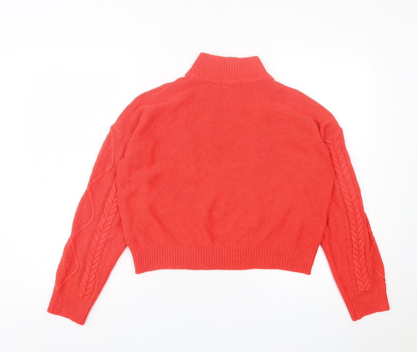 Brave Soul Womens Red High Neck  Acrylic Pullover Jumper Size M