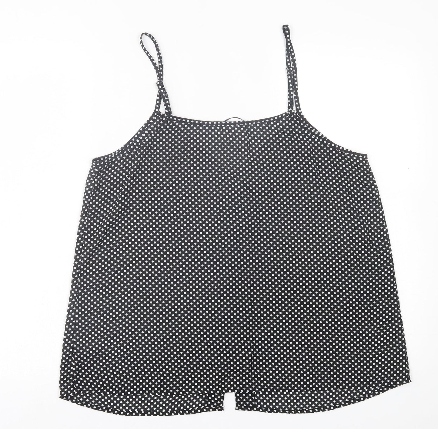 Savida Womens Black Polka Dot Polyester Basic Tank Size L V-Neck
