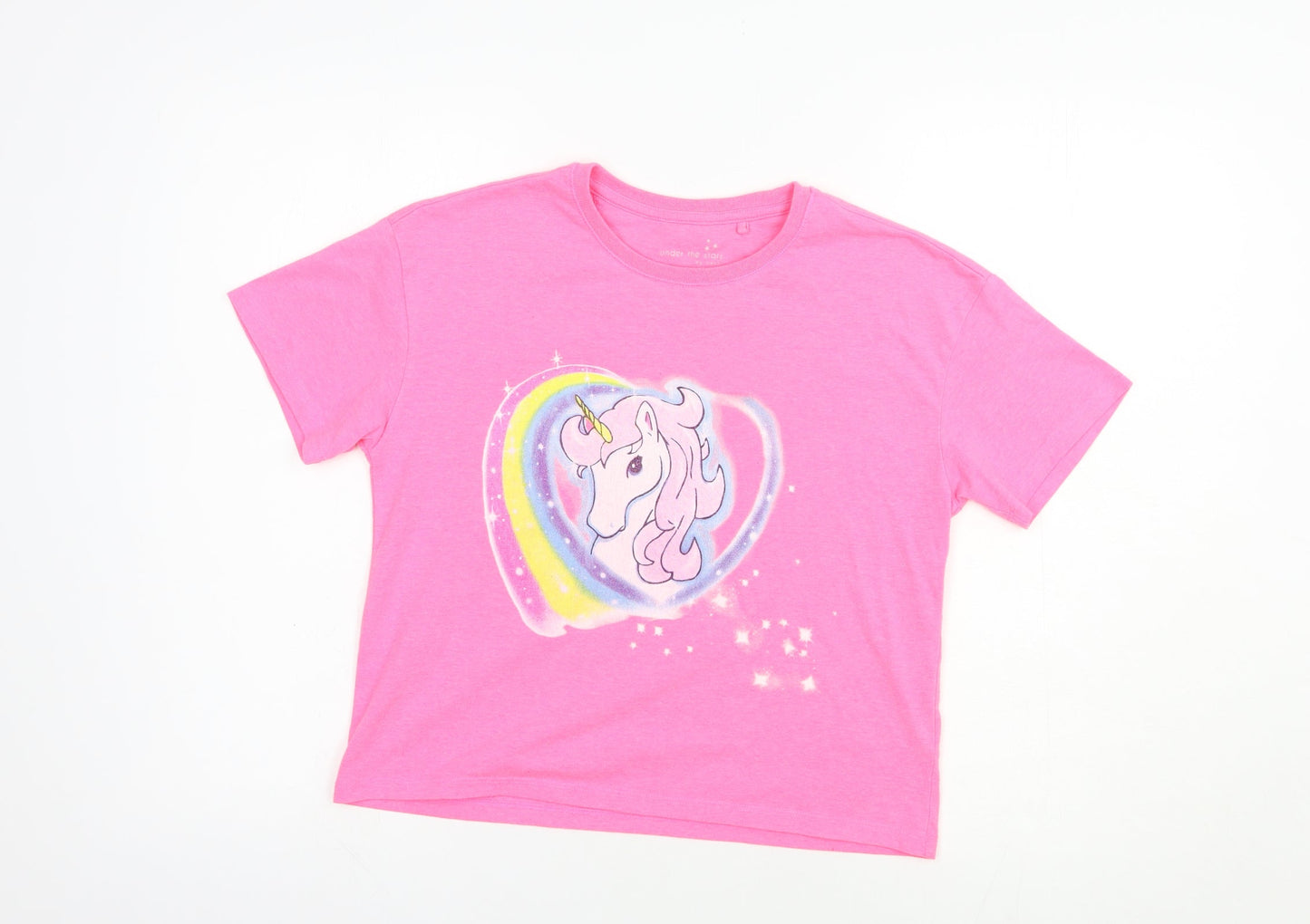NEXT Girls Pink  Polyester Pullover T-Shirt Size 9 Years Crew Neck Pullover - Unicorn