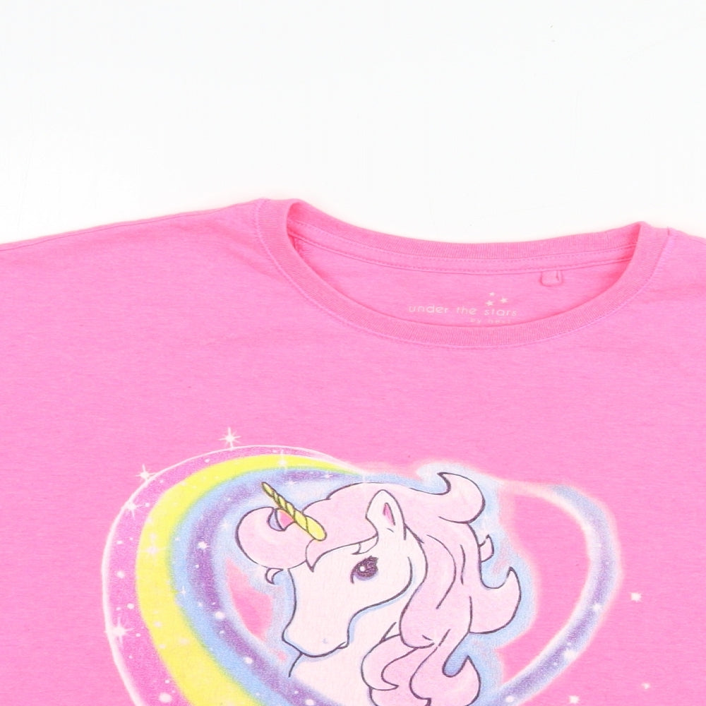 NEXT Girls Pink  Polyester Pullover T-Shirt Size 9 Years Crew Neck Pullover - Unicorn