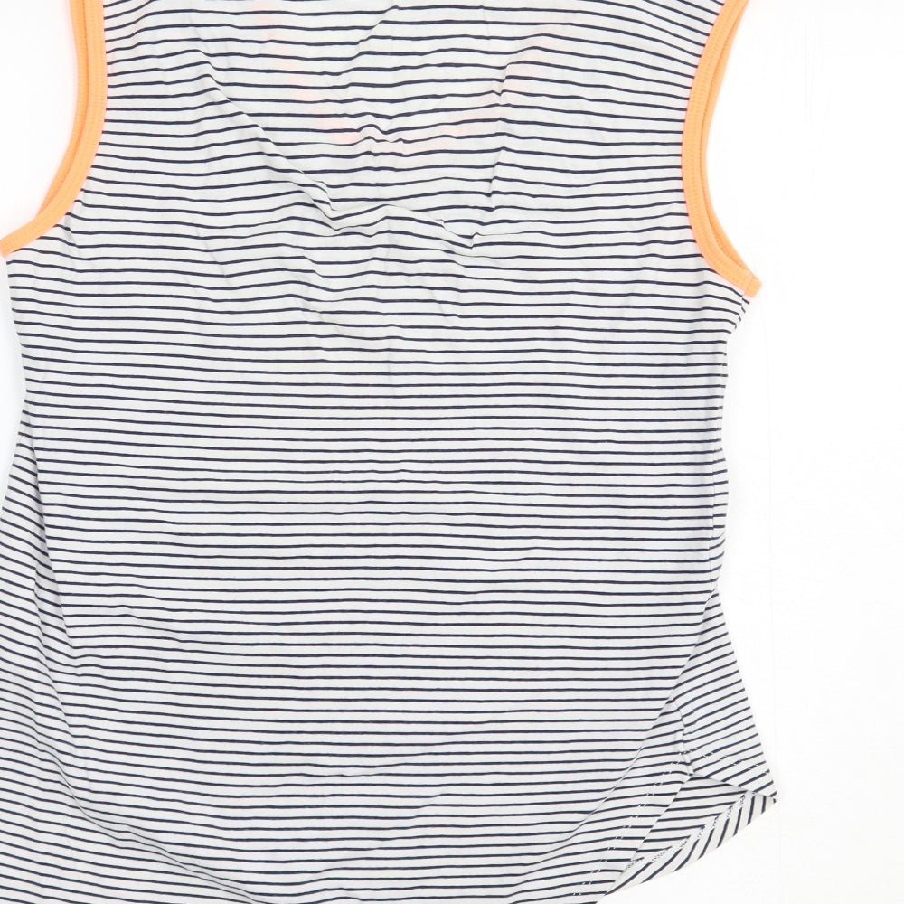 Dunnes Stores Womens White Striped Cotton Basic Tank Size S Scoop Neck