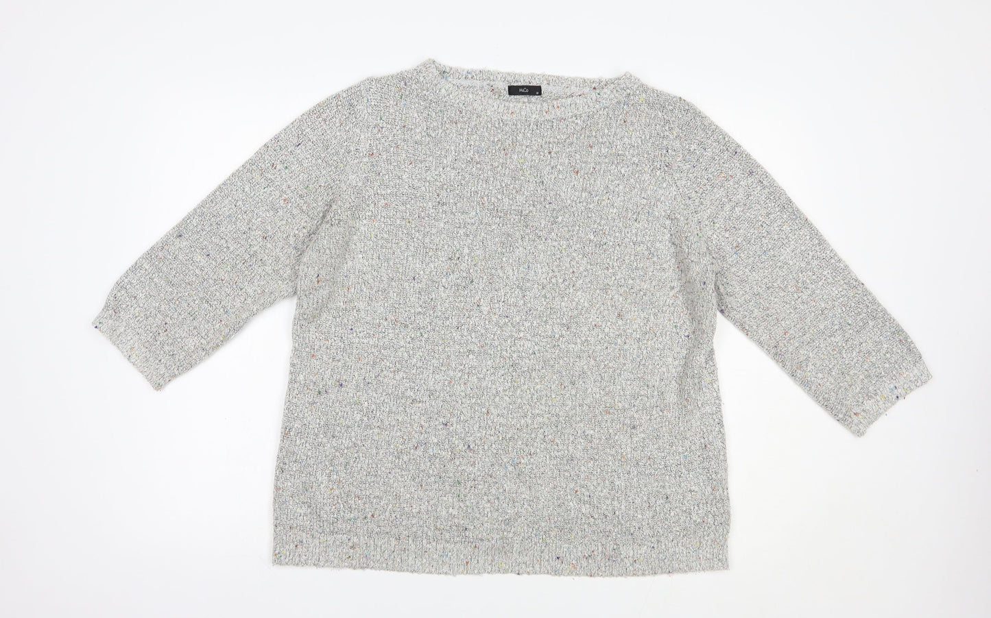 M&Co Womens Grey Boat Neck  Acrylic Pullover Jumper Size 18