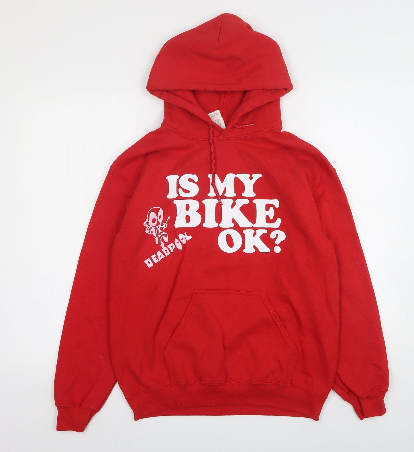 Gildan Mens Red  Cotton Pullover Hoodie Size S   - Deadpool