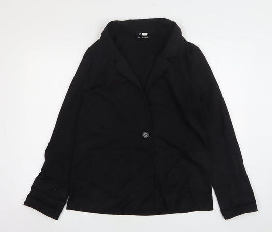 H&M Womens Black  Polyester Jacket Suit Jacket Size 14