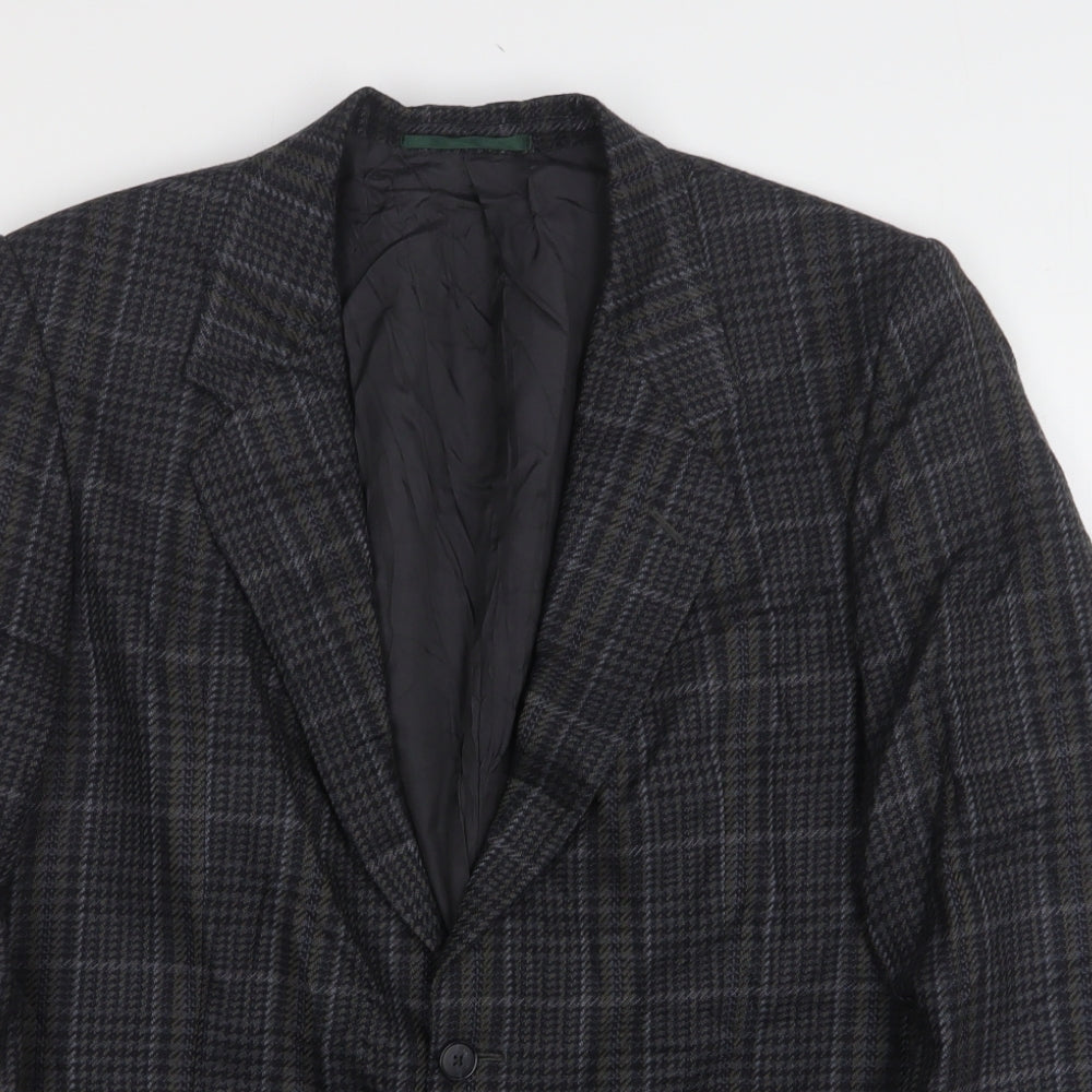 Dunn & Co Mens Grey Houndstooth Wool Jacket Suit Jacket Size 40