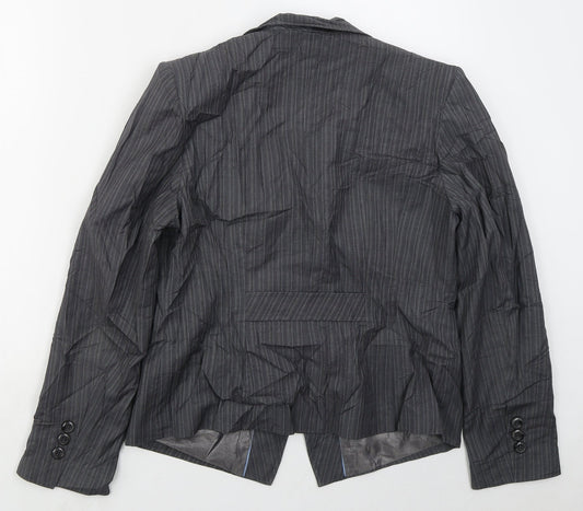 NEXT Womens Grey Striped Polyester Jacket Suit Jacket Size 16